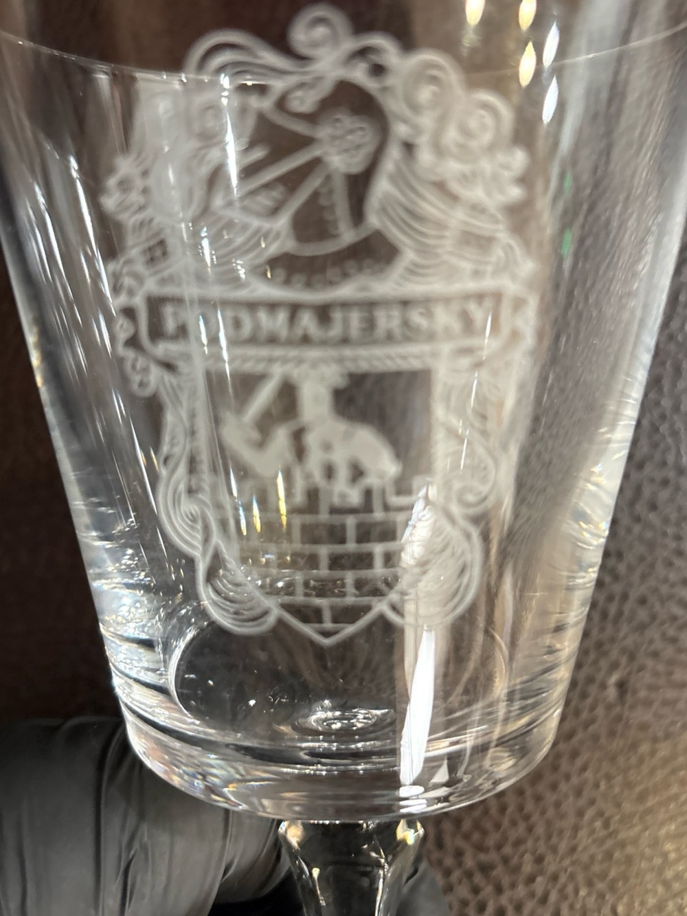 Etched Glass Wine Goblet - Clear